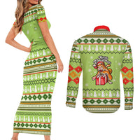 Funny Cat Merry Christmas Couples Matching Short Sleeve Bodycon Dress and Long Sleeve Button Shirt Xmas Holiday Patterns - Wonder Print Shop