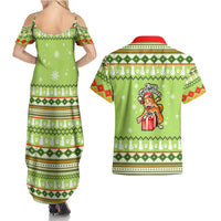 Funny Cat Merry Christmas Couples Matching Summer Maxi Dress and Hawaiian Shirt Xmas Holiday Patterns - Wonder Print Shop