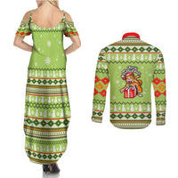 Funny Cat Merry Christmas Couples Matching Summer Maxi Dress and Long Sleeve Button Shirt Xmas Holiday Patterns - Wonder Print Shop