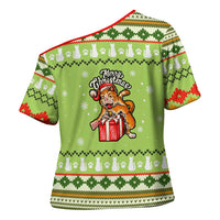 Funny Cat Merry Christmas Cross Shoulder Shirt Xmas Holiday Patterns - Wonder Print Shop