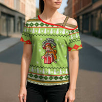 Funny Cat Merry Christmas Cross Shoulder Shirt Xmas Holiday Patterns - Wonder Print Shop