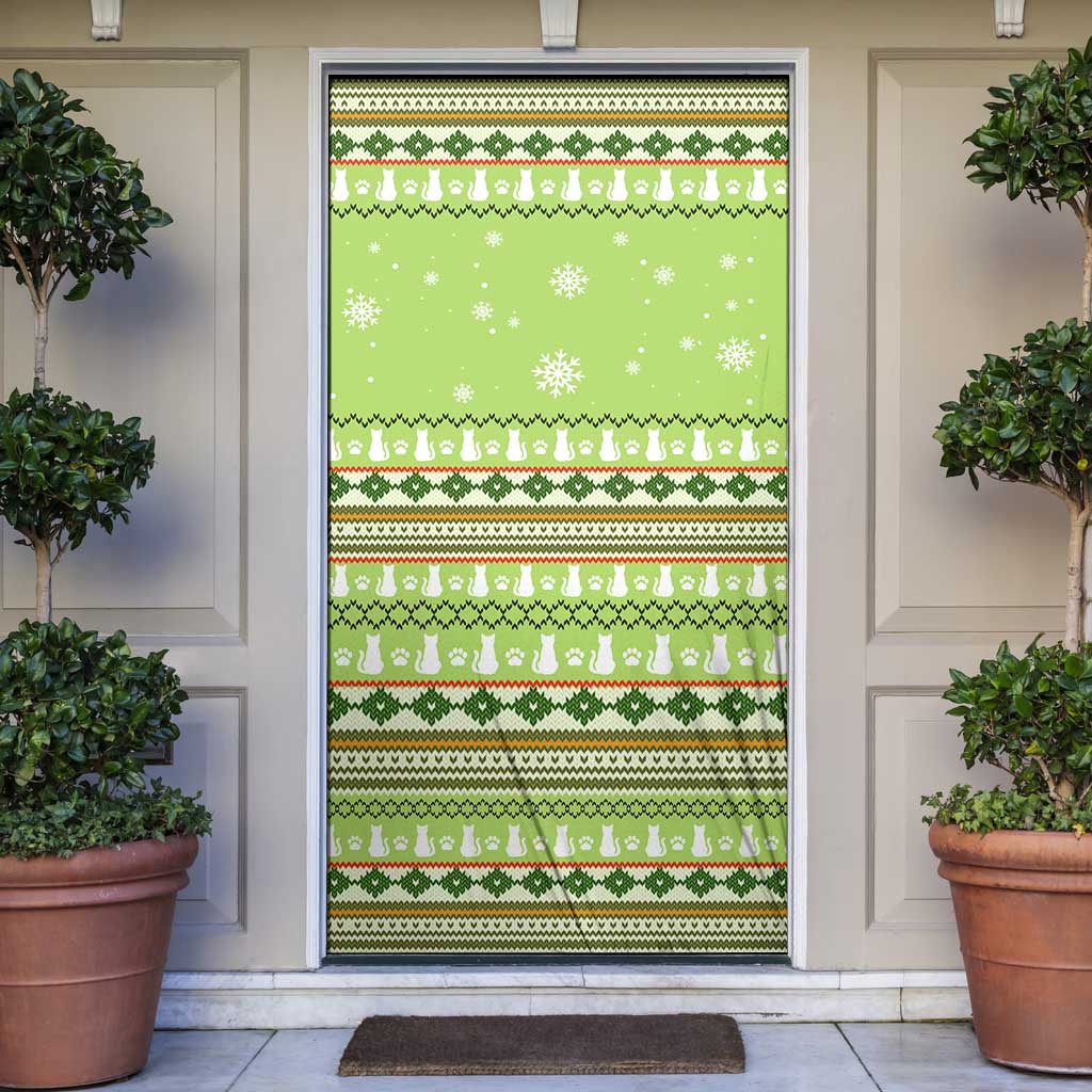 Funny Cat Merry Christmas Door Cover Xmas Holiday Patterns - Wonder Print Shop