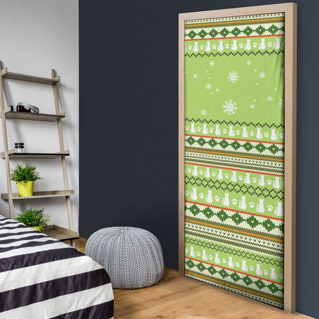 Funny Cat Merry Christmas Door Cover Xmas Holiday Patterns - Wonder Print Shop