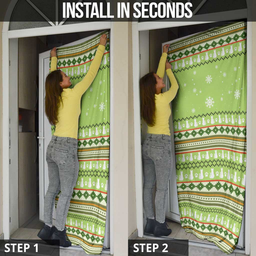 Funny Cat Merry Christmas Door Cover Xmas Holiday Patterns - Wonder Print Shop