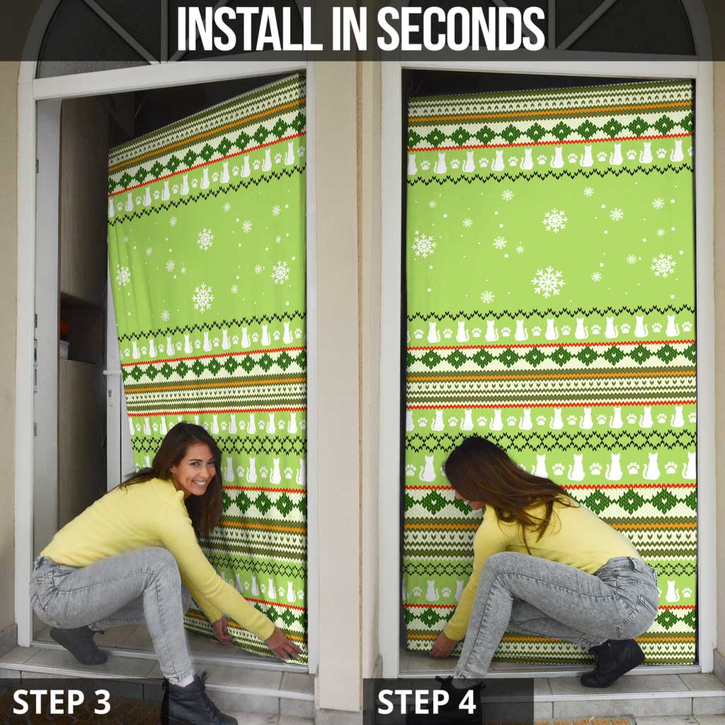 Funny Cat Merry Christmas Door Cover Xmas Holiday Patterns - Wonder Print Shop