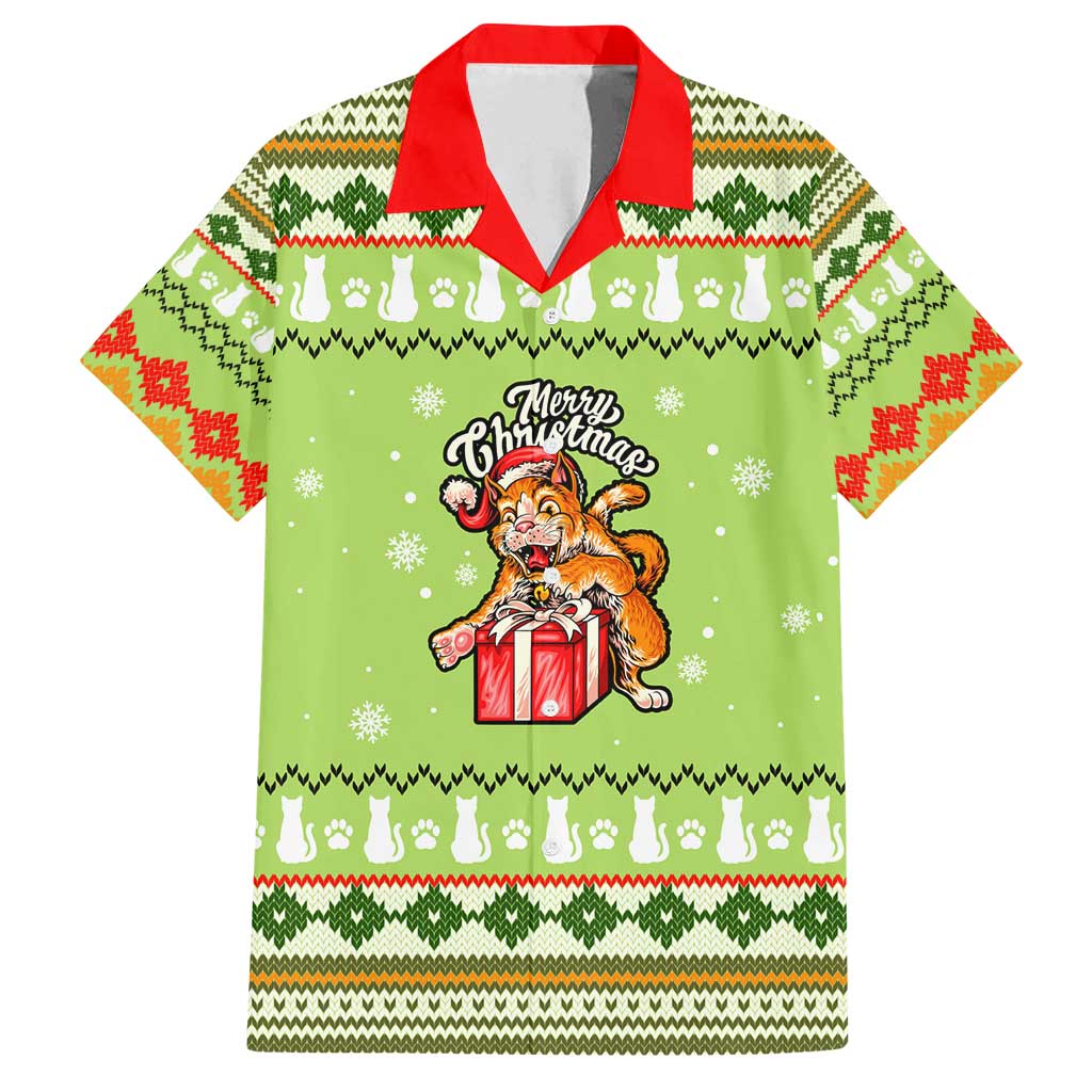 Funny Cat Merry Christmas Family Matching Long Sleeve Bodycon Dress and Hawaiian Shirt Xmas Holiday Patterns - Wonder Print Shop