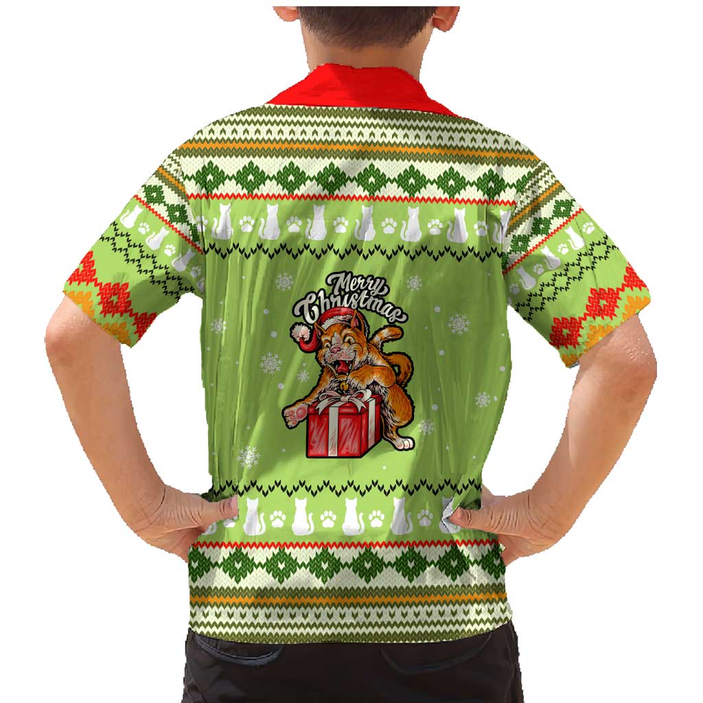 Funny Cat Merry Christmas Family Matching Mermaid Dress and Hawaiian Shirt Xmas Holiday Patterns - Wonder Print Shop