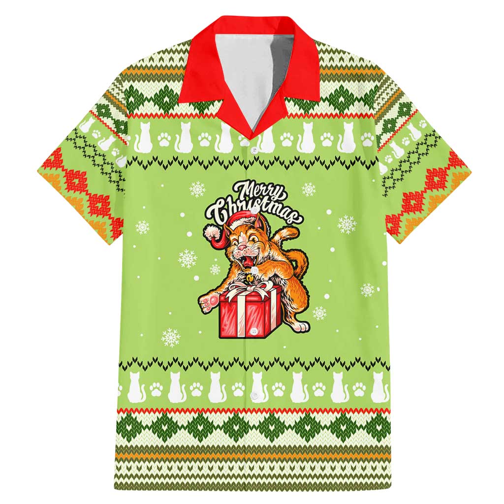 Funny Cat Merry Christmas Family Matching Mermaid Dress and Hawaiian Shirt Xmas Holiday Patterns - Wonder Print Shop