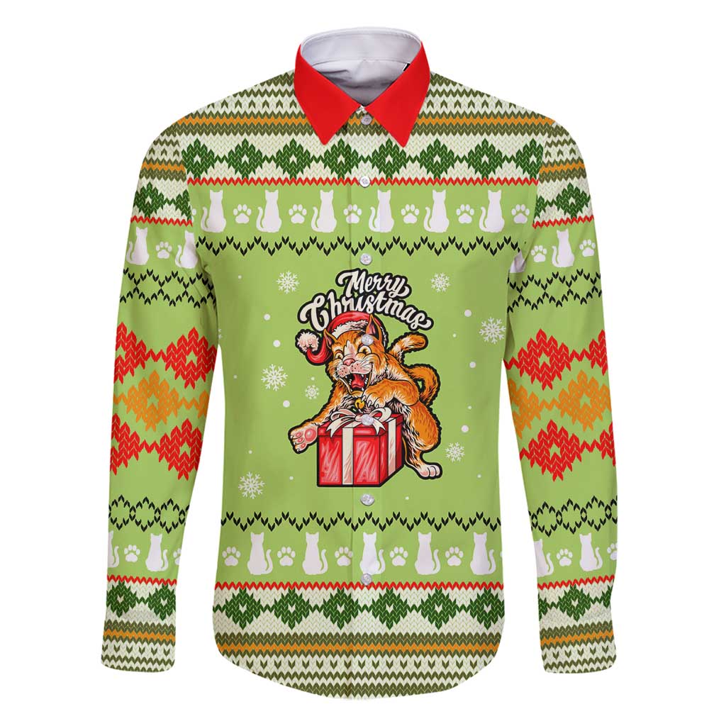 Funny Cat Merry Christmas Family Matching Mermaid Dress and Hawaiian Shirt Xmas Holiday Patterns - Wonder Print Shop