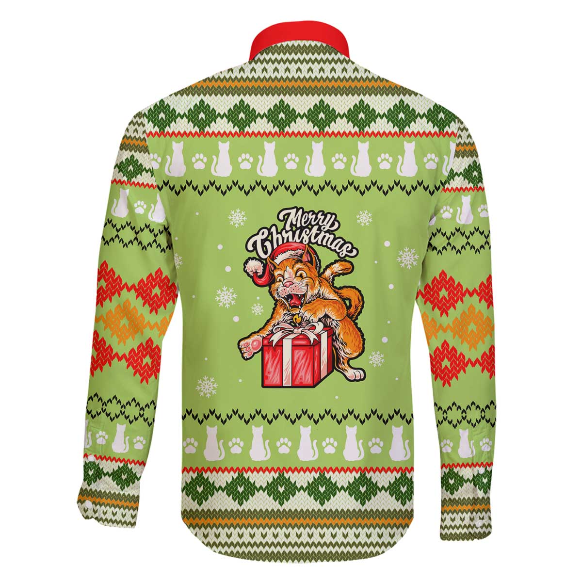 Funny Cat Merry Christmas Family Matching Off The Shoulder Long Sleeve Dress and Hawaiian Shirt Xmas Holiday Patterns - Wonder Print Shop