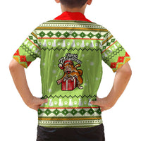 Funny Cat Merry Christmas Family Matching Off Shoulder Short Dress and Hawaiian Shirt Xmas Holiday Patterns - Wonder Print Shop