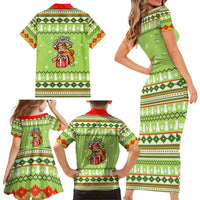 Funny Cat Merry Christmas Family Matching Short Sleeve Bodycon Dress and Hawaiian Shirt Xmas Holiday Patterns - Wonder Print Shop