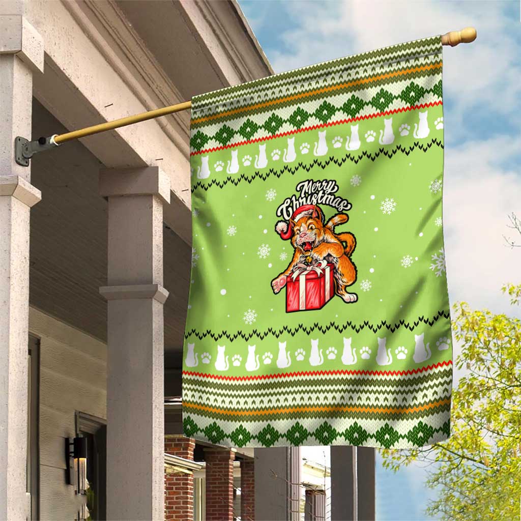 Funny Cat Merry Christmas Garden Flag Xmas Holiday Patterns - Wonder Print Shop