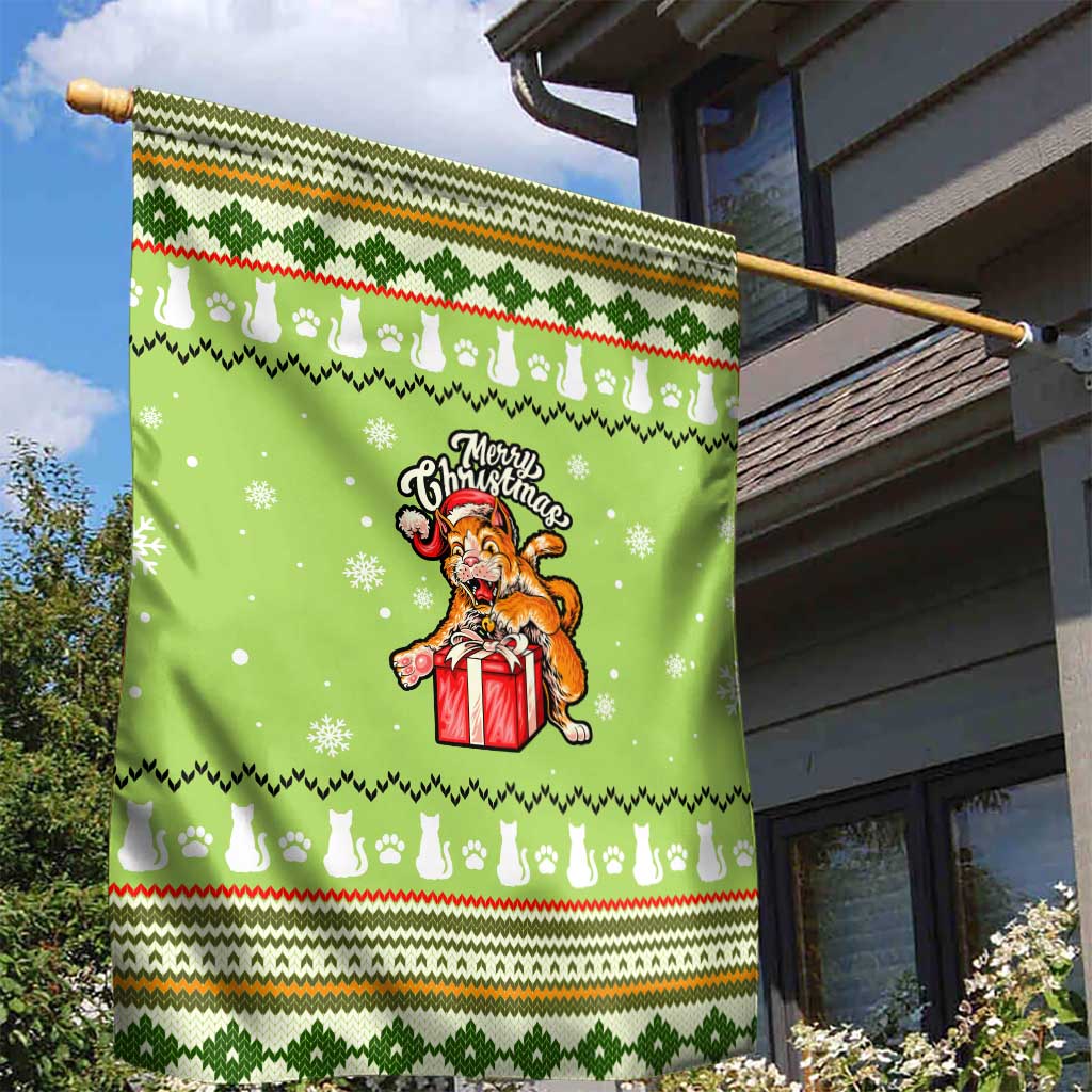 Funny Cat Merry Christmas Garden Flag Xmas Holiday Patterns - Wonder Print Shop
