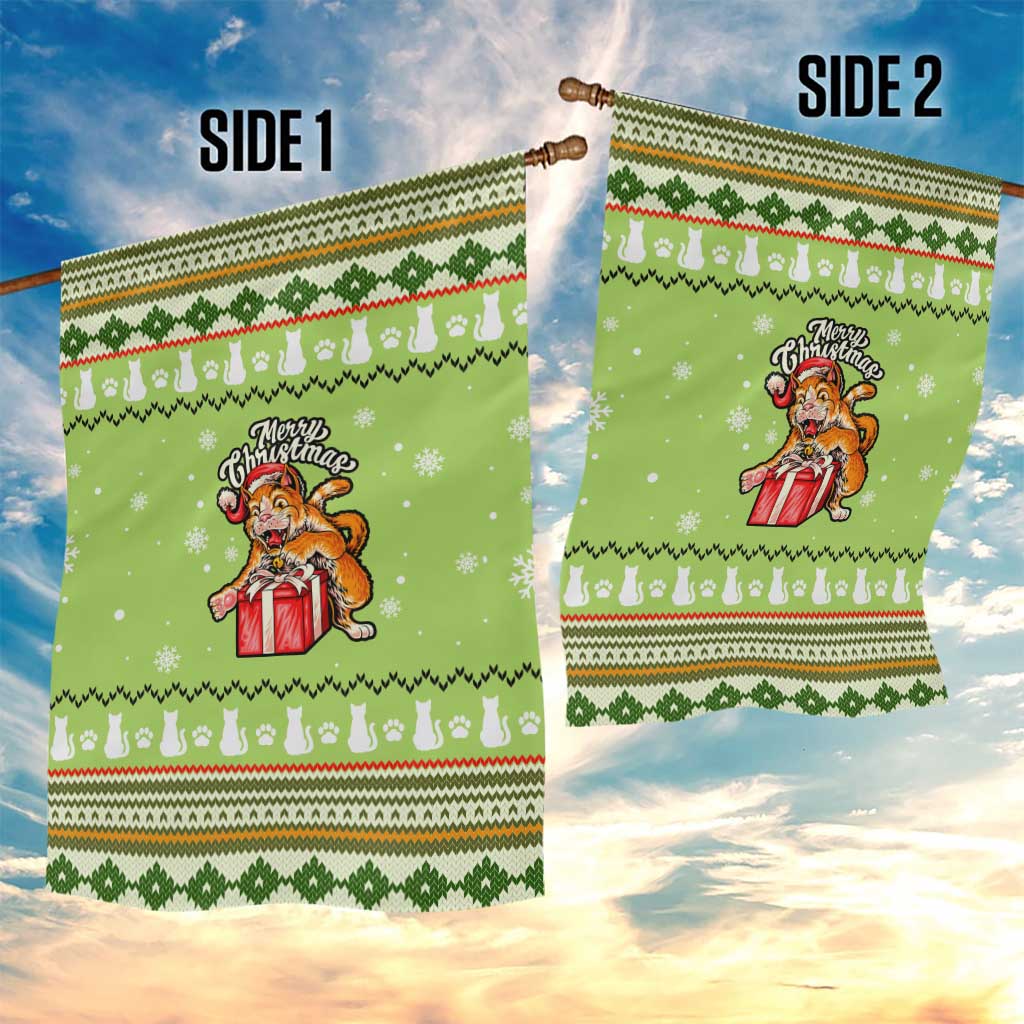 Funny Cat Merry Christmas Garden Flag Xmas Holiday Patterns - Wonder Print Shop