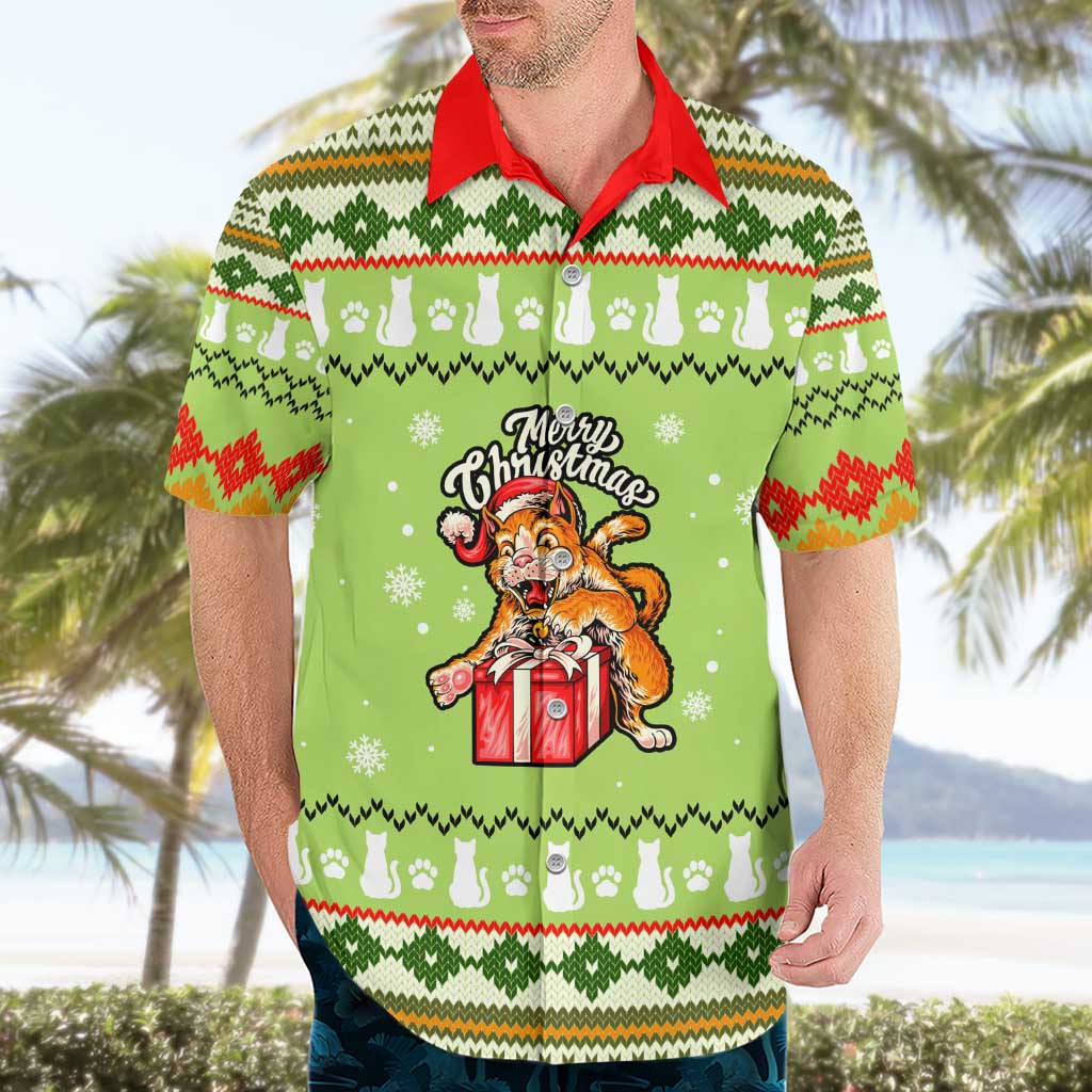 Funny Cat Merry Christmas Hawaiian Shirt Xmas Holiday Patterns - Wonder Print Shop