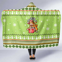 Funny Cat Merry Christmas Hooded Blanket Xmas Holiday Patterns - Wonder Print Shop