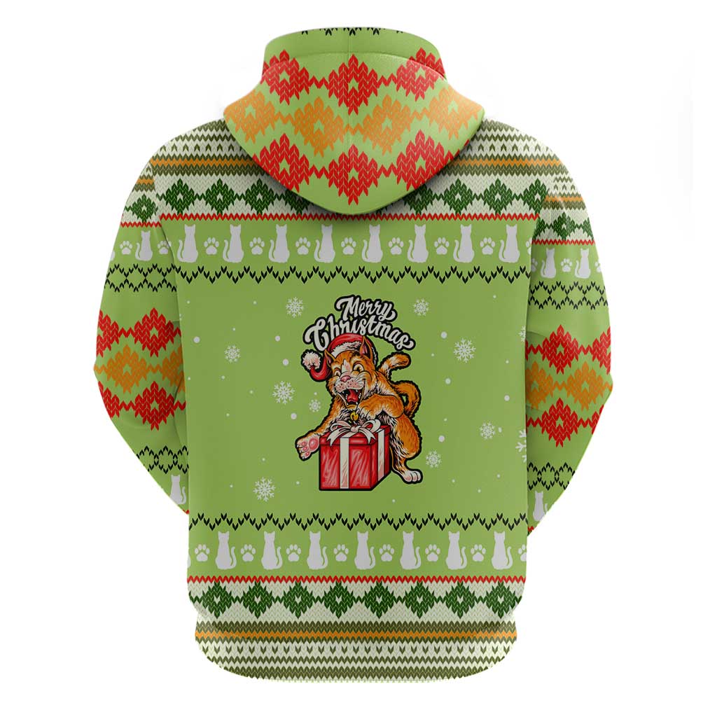 Funny Cat Merry Christmas Hoodie Xmas Holiday Patterns - Wonder Print Shop