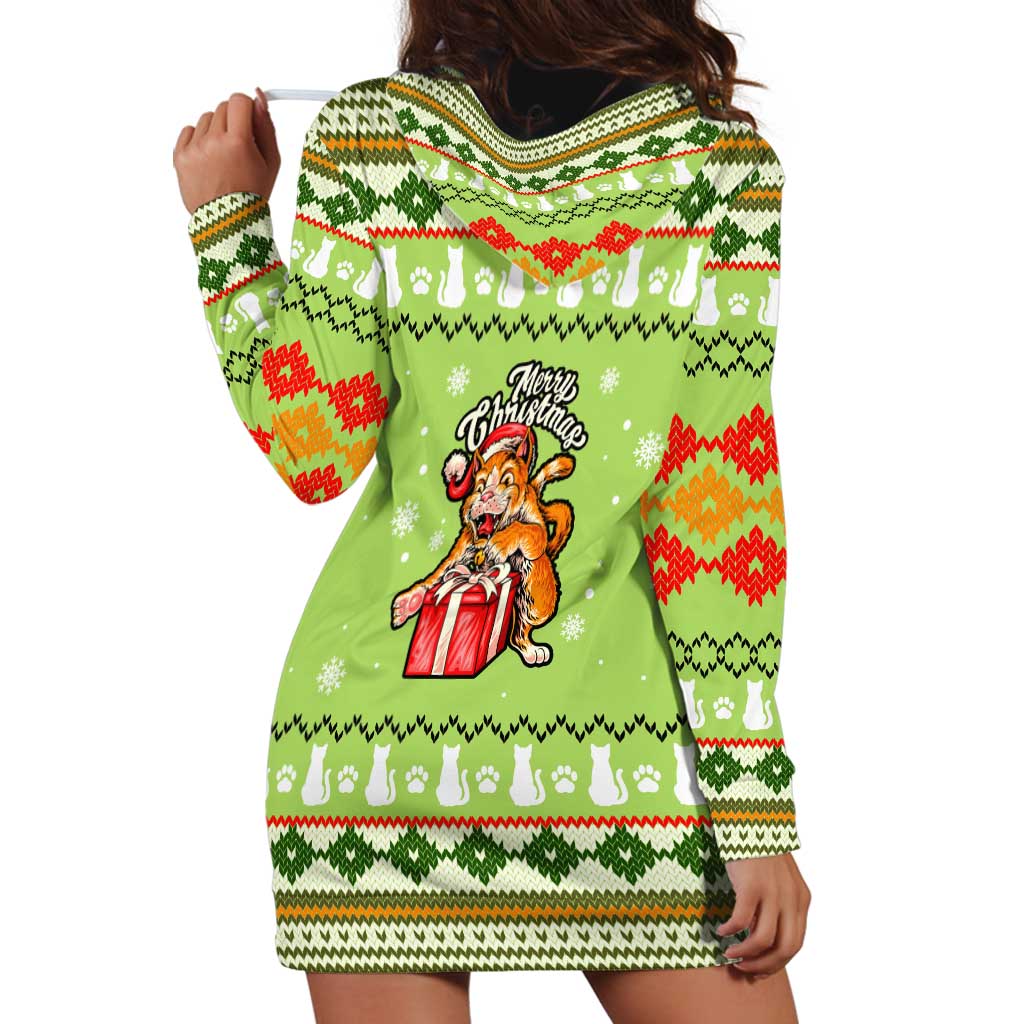 Funny Cat Merry Christmas Hoodie Dress Xmas Holiday Patterns - Wonder Print Shop