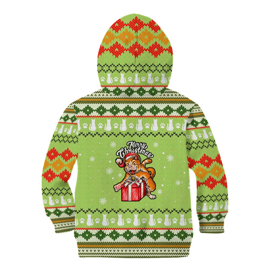 Funny Cat Merry Christmas Kid Hoodie Xmas Holiday Patterns - Wonder Print Shop
