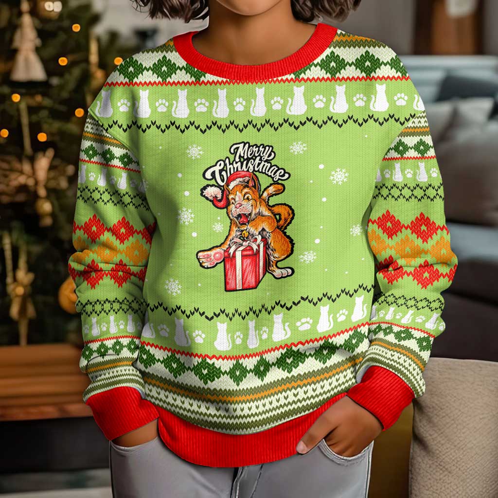 Funny Cat Merry Christmas Kid Ugly Christmas Sweater Xmas Holiday Patterns - Wonder Print Shop