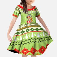 Funny Cat Merry Christmas Kid Short Sleeve Dress Xmas Holiday Patterns - Wonder Print Shop