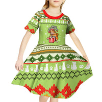 Funny Cat Merry Christmas Kid Short Sleeve Dress Xmas Holiday Patterns - Wonder Print Shop