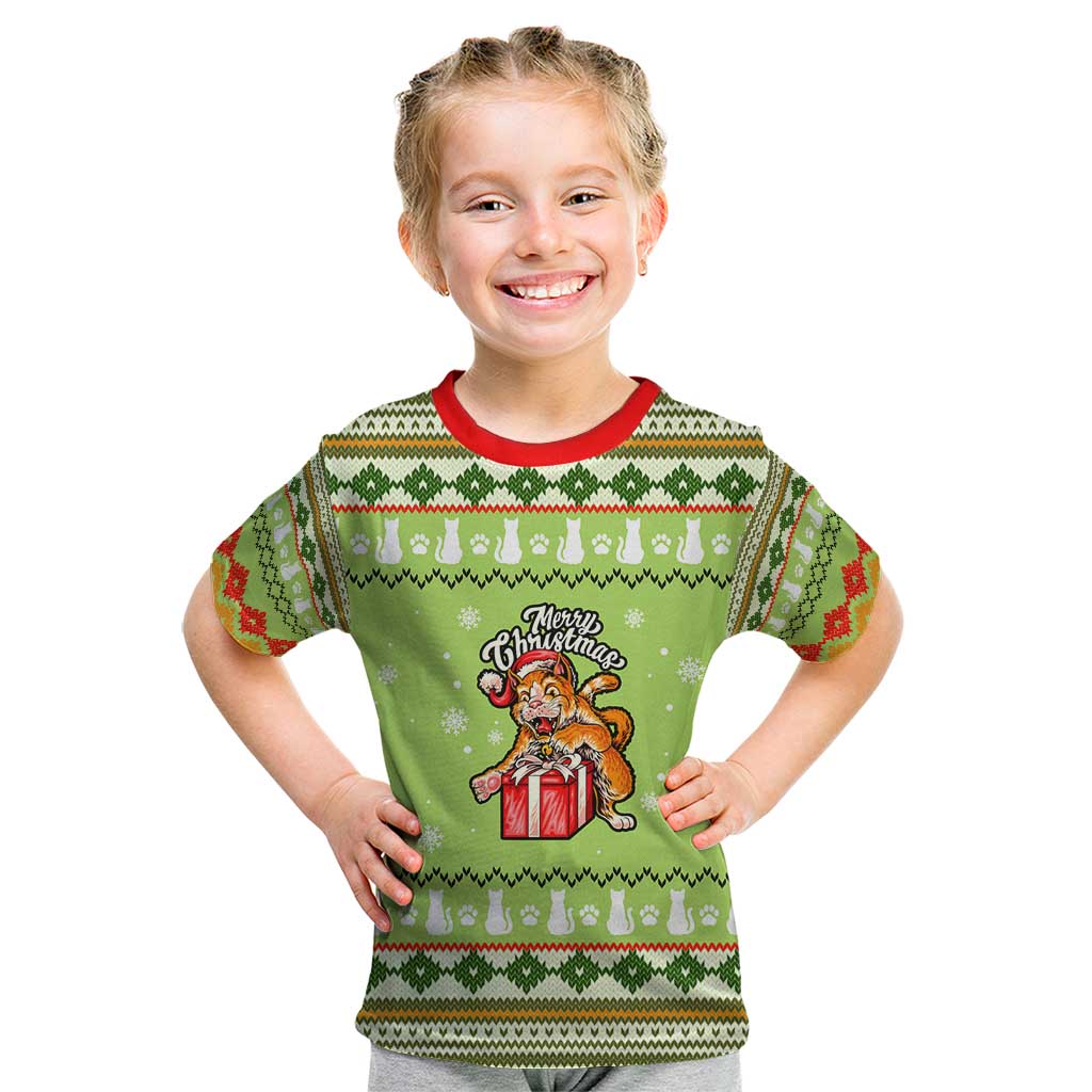Funny Cat Merry Christmas Kid T Shirt Xmas Holiday Patterns - Wonder Print Shop