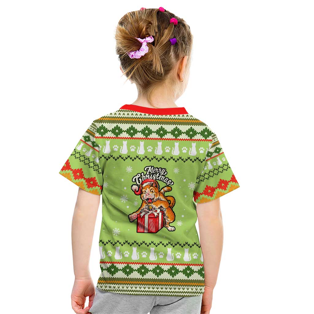 Funny Cat Merry Christmas Kid T Shirt Xmas Holiday Patterns - Wonder Print Shop
