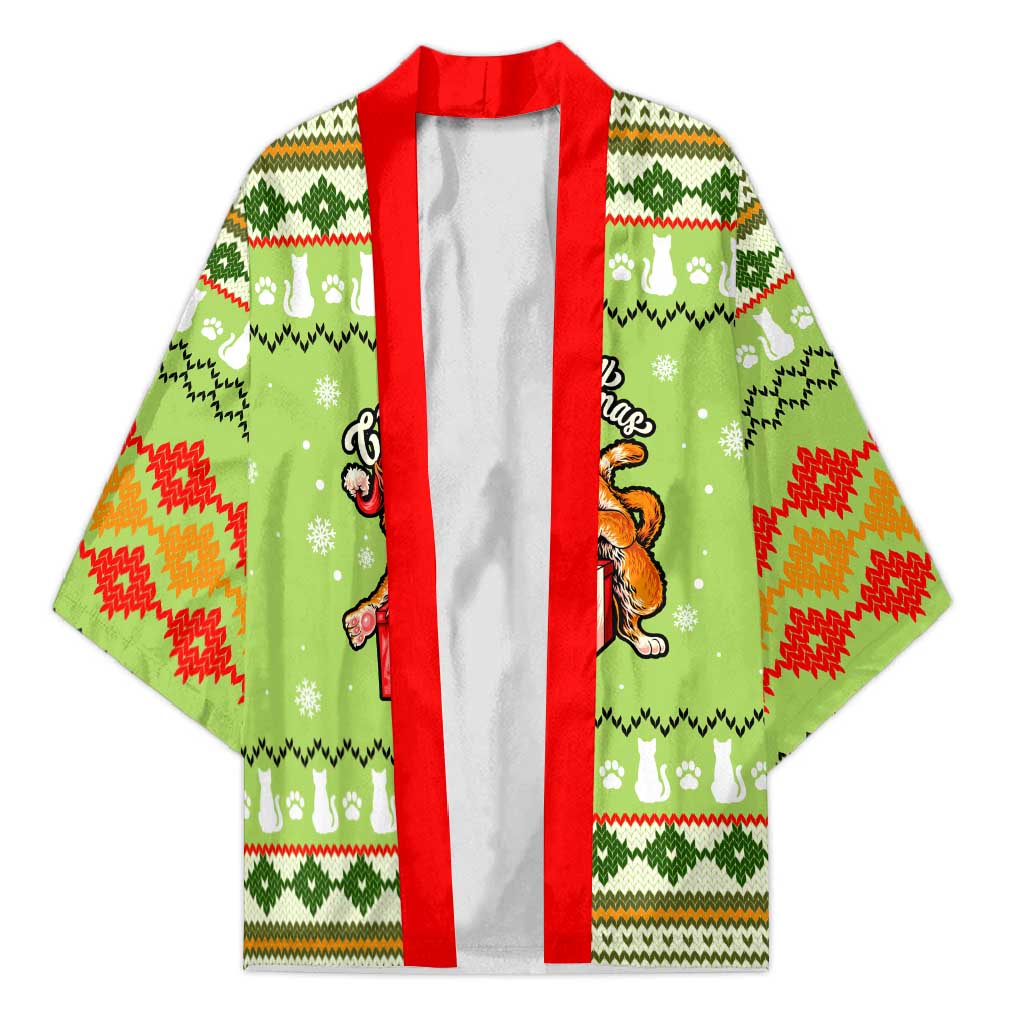 Funny Cat Merry Christmas Kimono Xmas Holiday Patterns - Wonder Print Shop