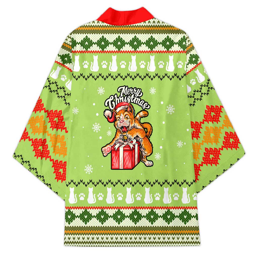 Funny Cat Merry Christmas Kimono Xmas Holiday Patterns - Wonder Print Shop
