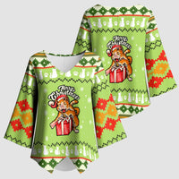 Funny Cat Merry Christmas Kimono Sleeve Blouse Xmas Holiday Patterns - Wonder Print Shop