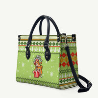 Funny Cat Merry Christmas Leather Bag Xmas Holiday Patterns - Wonder Print Shop