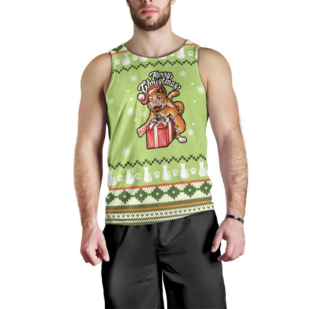 Funny Cat Merry Christmas Men Tank Top Xmas Holiday Patterns - Wonder Print Shop