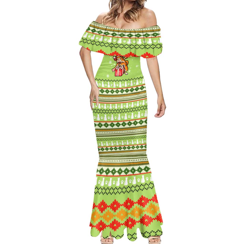 Funny Cat Merry Christmas Mermaid Dress Xmas Holiday Patterns - Wonder Print Shop