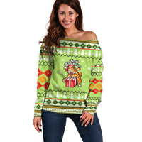 Funny Cat Merry Christmas Off Shoulder Sweater Xmas Holiday Patterns - Wonder Print Shop