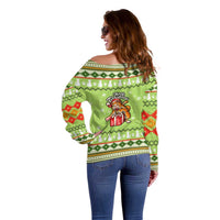 Funny Cat Merry Christmas Off Shoulder Sweater Xmas Holiday Patterns - Wonder Print Shop