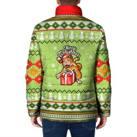 Funny Cat Merry Christmas Padded Jacket Xmas Holiday Patterns - Wonder Print Shop