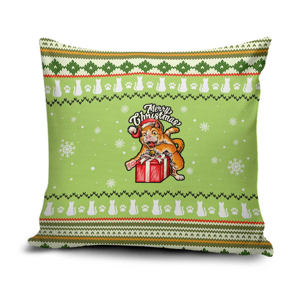 Funny Cat Merry Christmas Pillow Cover Xmas Holiday Patterns - Wonder Print Shop
