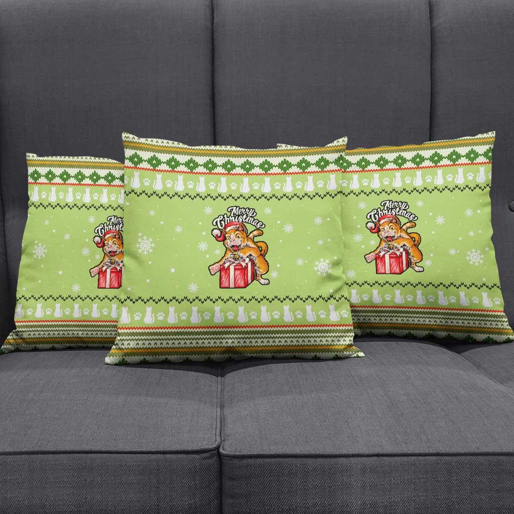 Funny Cat Merry Christmas Pillow Cover Xmas Holiday Patterns - Wonder Print Shop