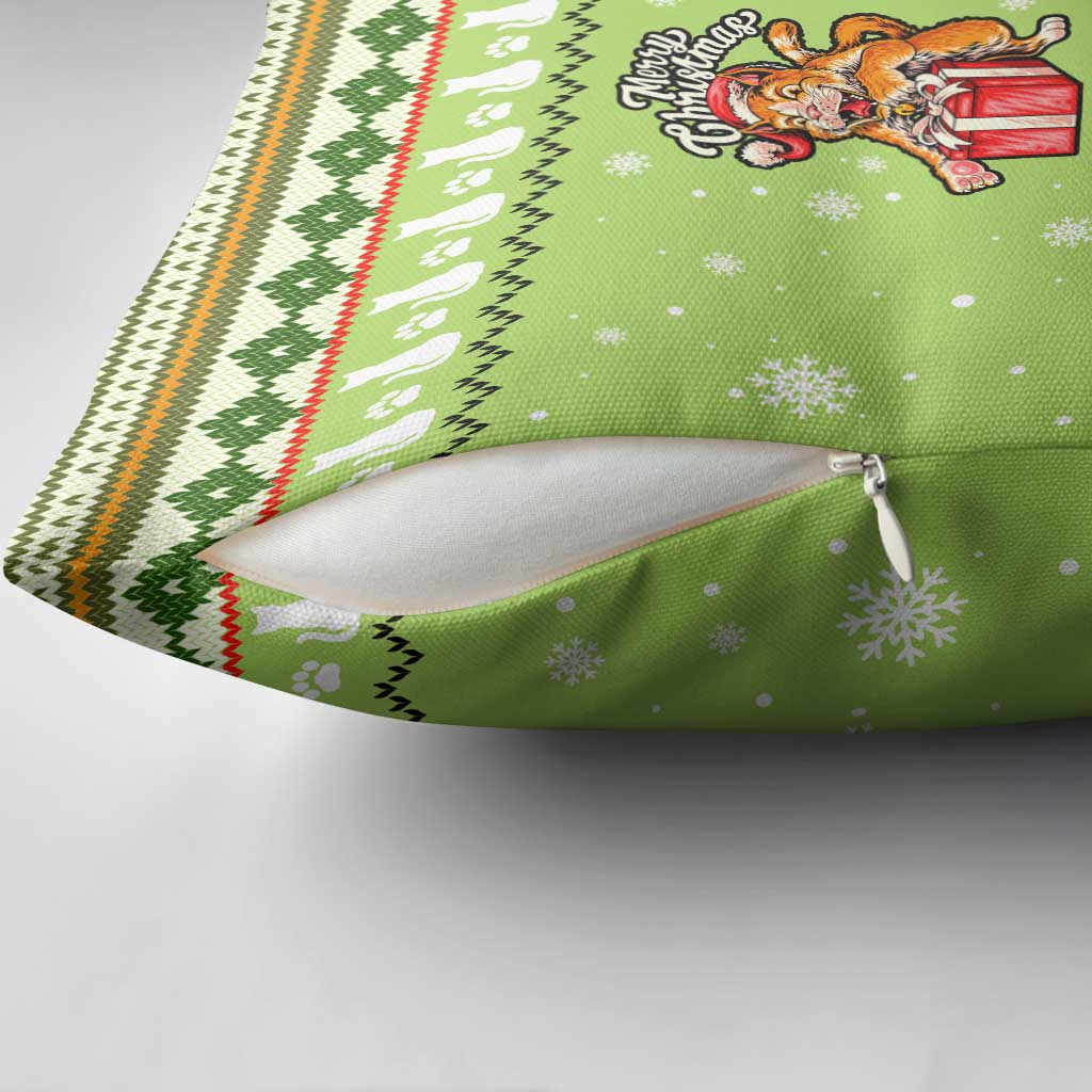 Funny Cat Merry Christmas Pillow Cover Xmas Holiday Patterns - Wonder Print Shop
