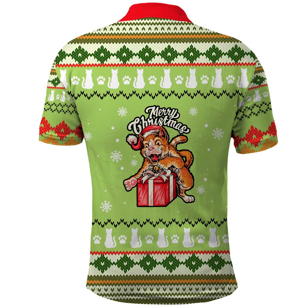 Funny Cat Merry Christmas Polo Shirt Xmas Holiday Patterns - Wonder Print Shop