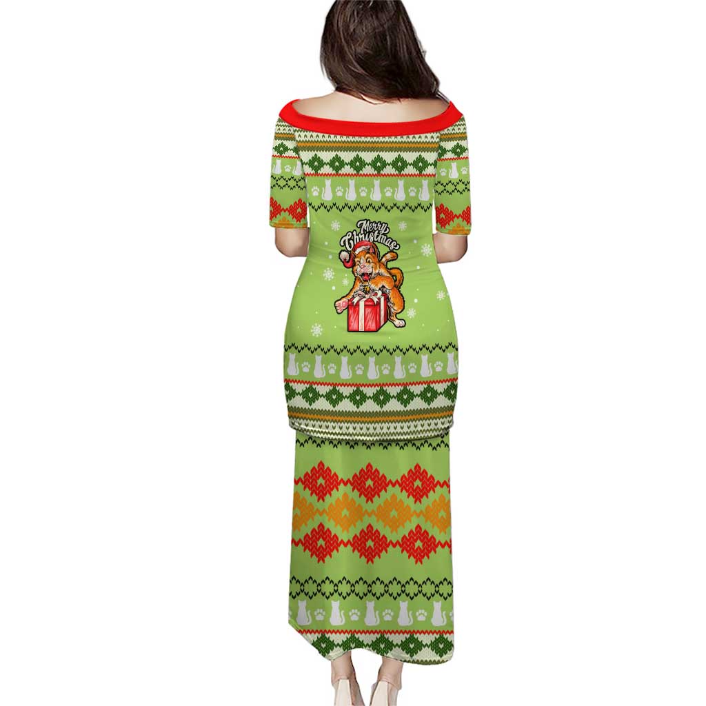 Funny Cat Merry Christmas Puletasi Xmas Holiday Patterns - Wonder Print Shop
