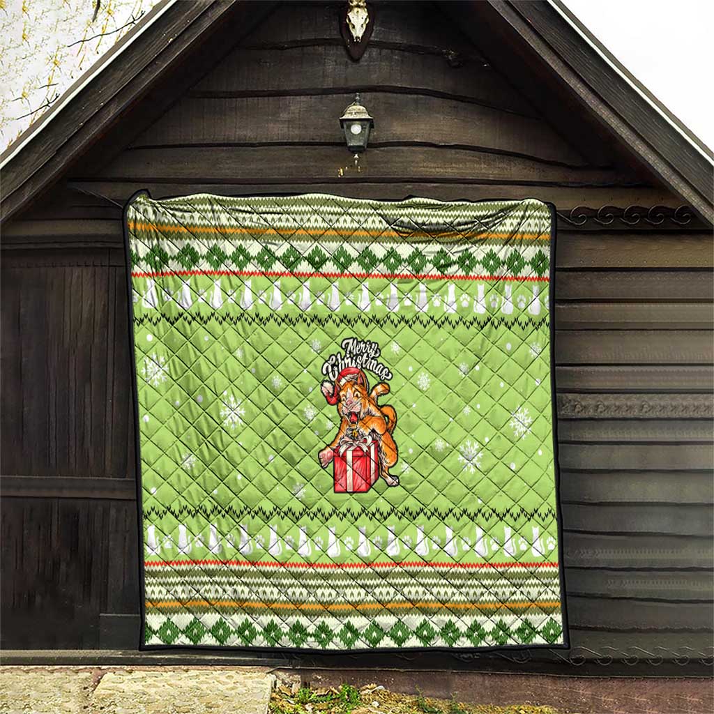 Funny Cat Merry Christmas Quilt Xmas Holiday Patterns - Wonder Print Shop