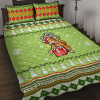 Funny Cat Merry Christmas Quilt Bed Set Xmas Holiday Patterns - Wonder Print Shop