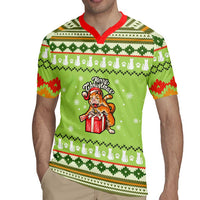 Funny Cat Merry Christmas Rugby Jersey Xmas Holiday Patterns - Wonder Print Shop