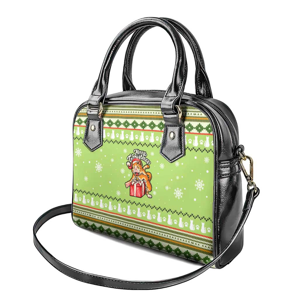 Funny Cat Merry Christmas Shoulder Handbag Xmas Holiday Patterns - Wonder Print Shop