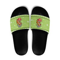 Funny Cat Merry Christmas Slide Sandals Xmas Holiday Patterns - Wonder Print Shop