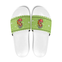 Funny Cat Merry Christmas Slide Sandals Xmas Holiday Patterns - Wonder Print Shop