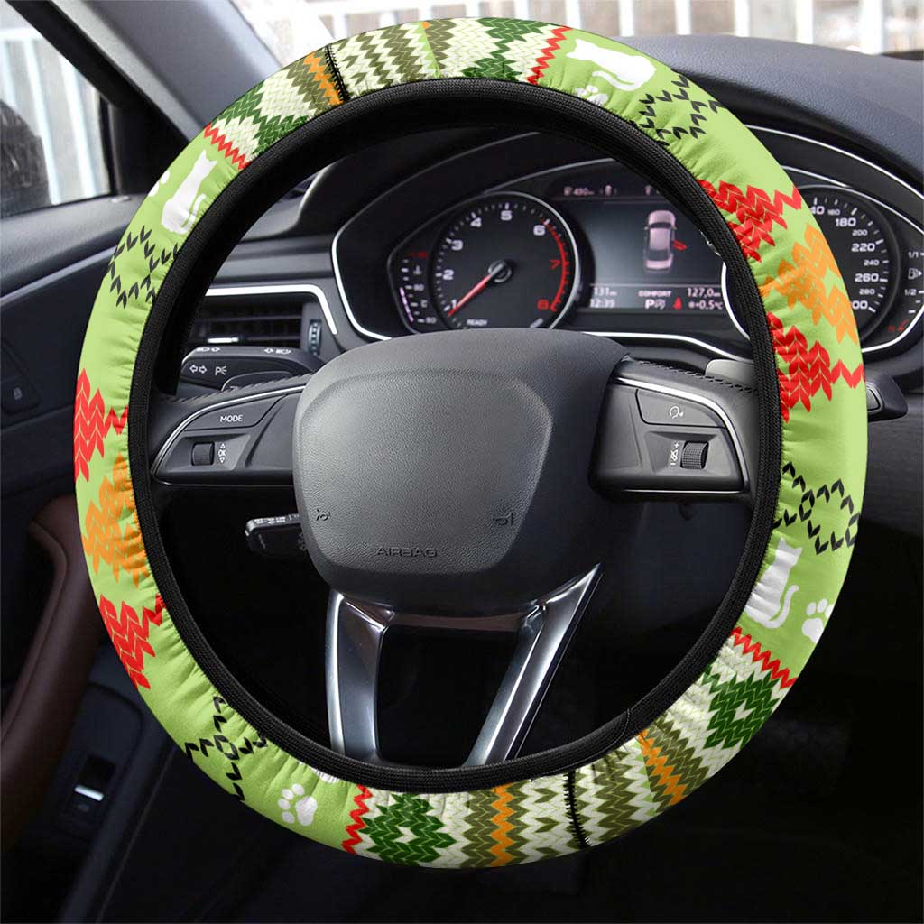 Funny Cat Merry Christmas Steering Wheel Cover Xmas Holiday Patterns - Wonder Print Shop